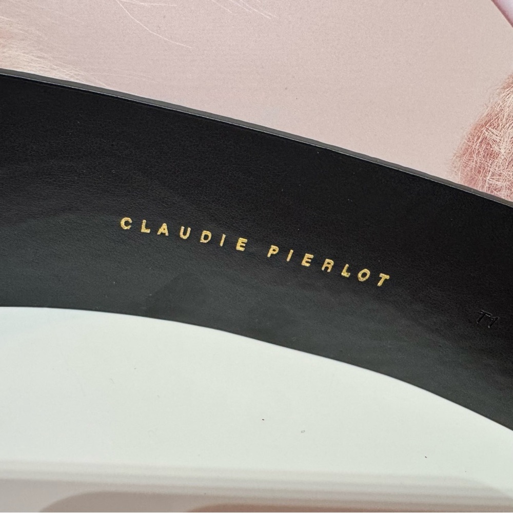 Claudie Pierlot T1 Small Snake Buckle Croc Embossed Leather Wide Belt - Picture 4 of 11
